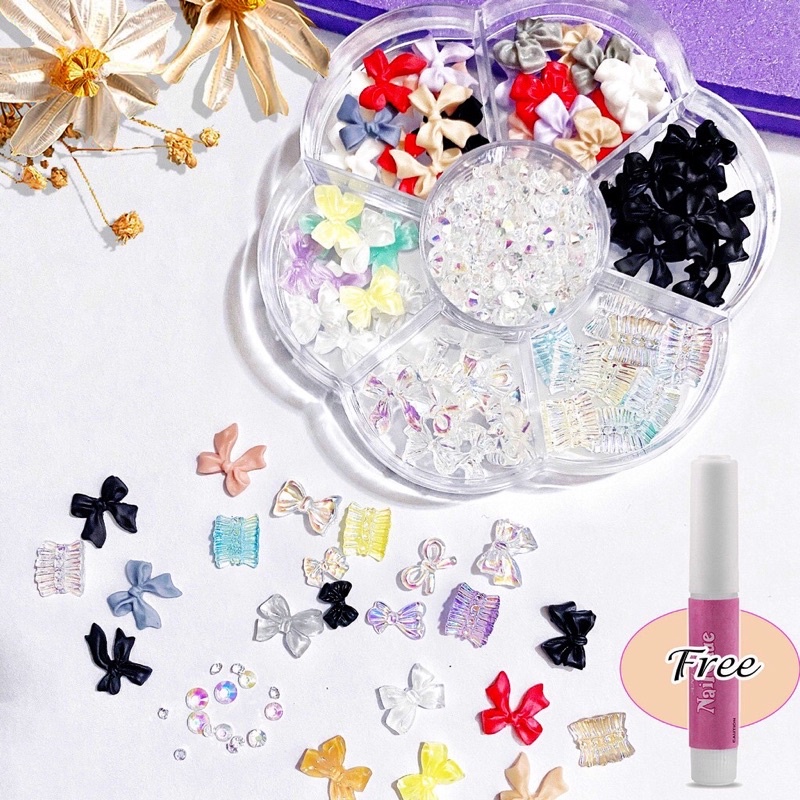 Set phụ kiện charm nail 7 ô