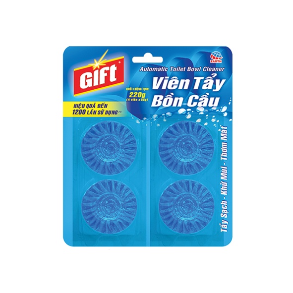 Viên tẩy bồn cầu Gift siêu sạch  Vỉ 4 viên chống bám bẩn thành bồn cầu khử mùi hôi hiệu quả