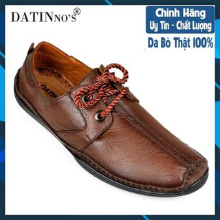 [XẢ HÀNG] Giày Mọi Nam Da Bò Cao Cấp DATINNOS ( Đen Nâu Da bò ) - DTS10