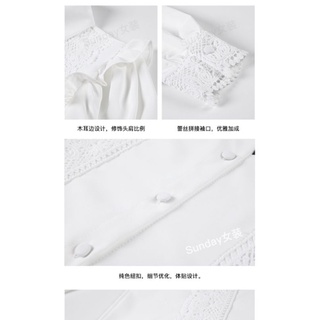 [ ORDER TAOBAO] Áo sơ mi phối ren bèo kèm nơ cổ