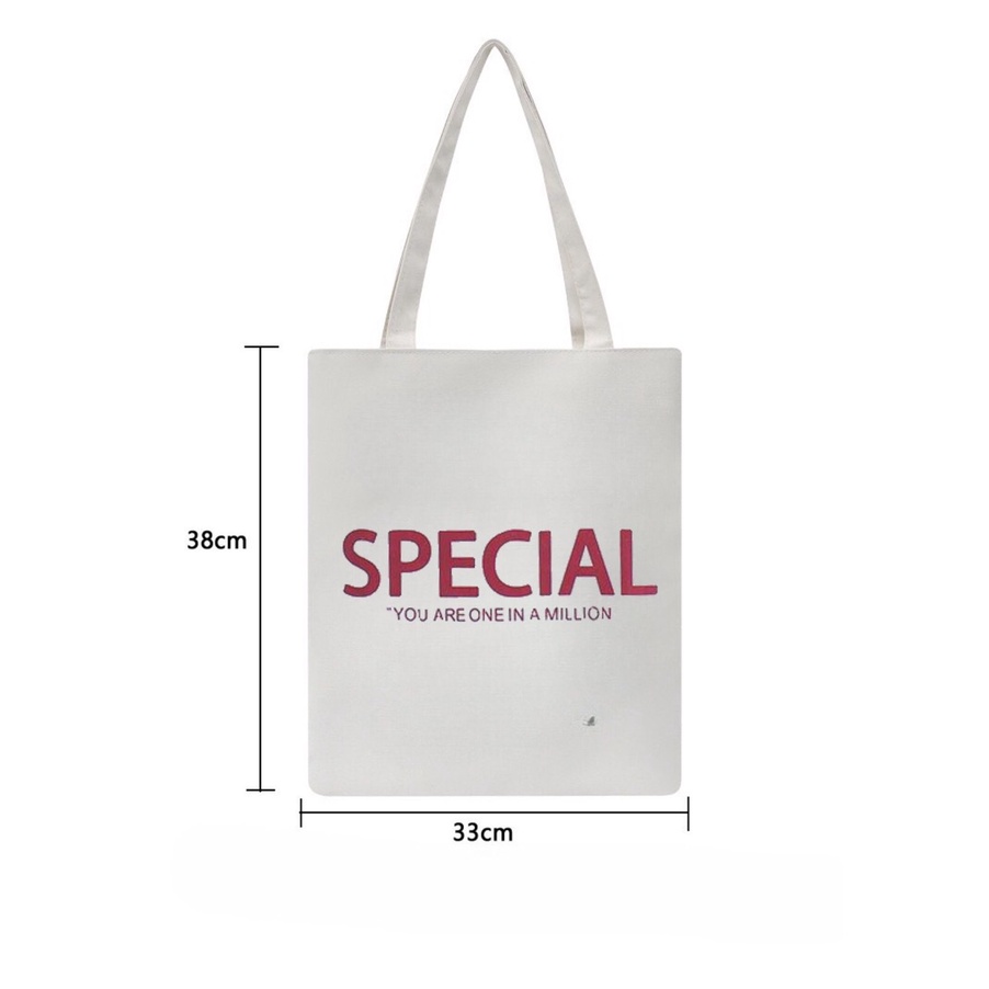 Túi tote HAZIN vải canvas mềm dày dặn có khoá miệng nhiều mẫu xinh đựng vừa khổ A4 HZA44