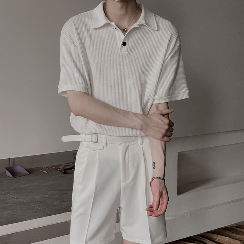 Áo Thun polo Tay Ngắn Phong Cách Đường Phố Hàn Quốc Thời Trang Mùa Hè Cho Nam