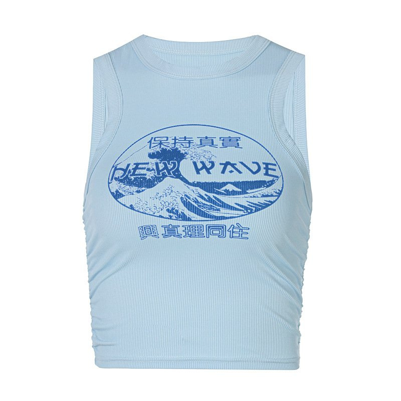 Áo Croptop Cổ Tròn In Chữ Thời Trang Cho Nữ