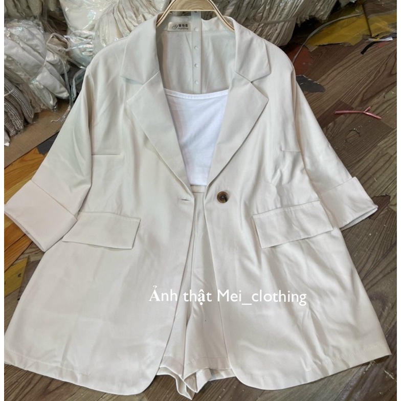 [Ảnh thật/video] Set Blazer Tay Lửng Gập kèm quần short  tông màu nhẹ nhàng