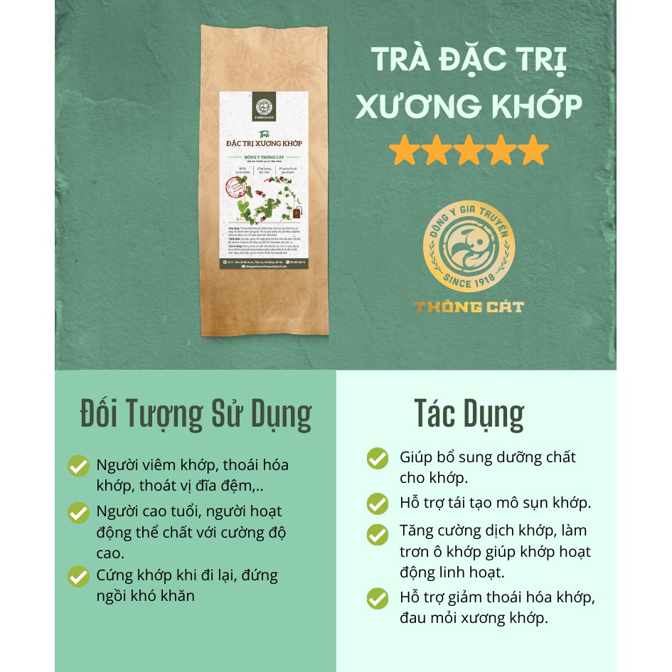 TRÀ XƯƠNG KHỚP đông y gia truyền Thông Cát (Since 1918)- giảm nguy cơ các vấn đề về xương khớp