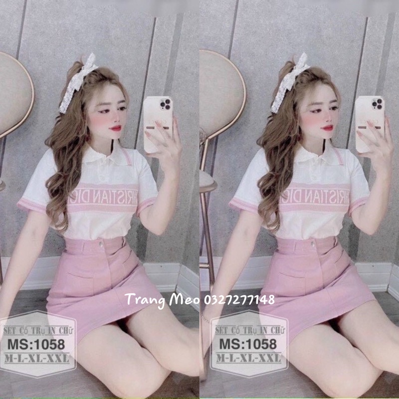 Áo Thun Polo Dior Cổ Dệt Bo Viền Chất Đẹp, Áo Polo Nữ Ngắn Tay Phối Màu Hồng Trắng
