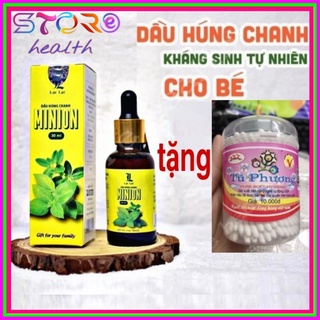 Tinh dầu húng chanh Minion bé hết ho, sổ mũi, tăng đề kháng. (tặng tăm bông cho bé )