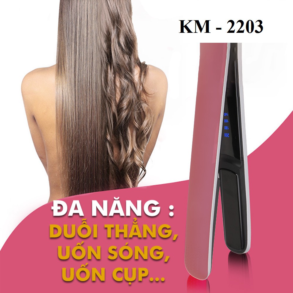 Máy Duỗi Tóc Điều Chỉnh Nhiệt Kemei KM-2203 Chuyên Nghiệp - Hàng nhập khẩu [2020]