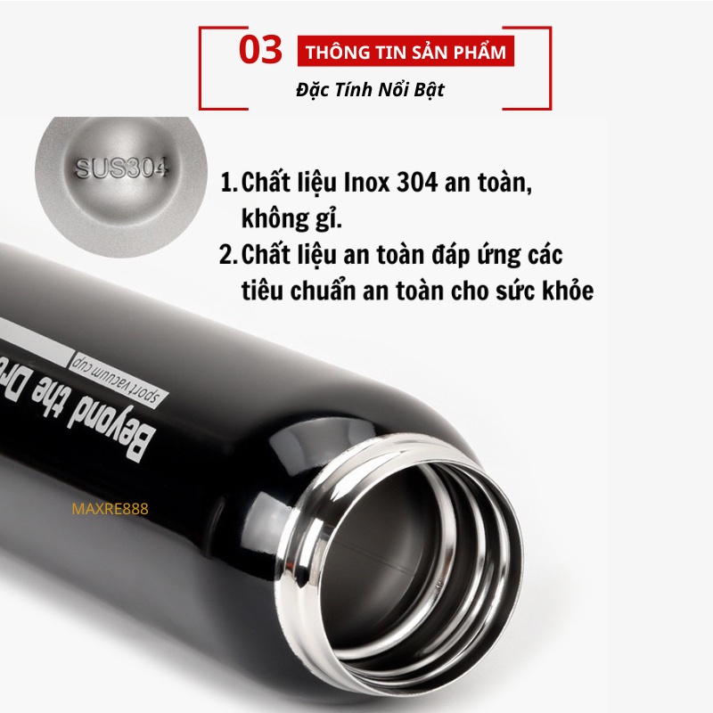 Bình nước giữ nhiệt 500ml bằng thép không gỉ kiểu dáng độc lạ dành cho hoạt động thể thao như đạp xe, leo núi, dã ngoại.
