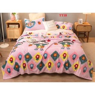 Chăn lông nỉ nhung tuyết tăm hoa TT18 lông thỏ 4 mùa mềm bóng mịn chăn hè chăn thu đông cao cấp giữ nhiệt tốt