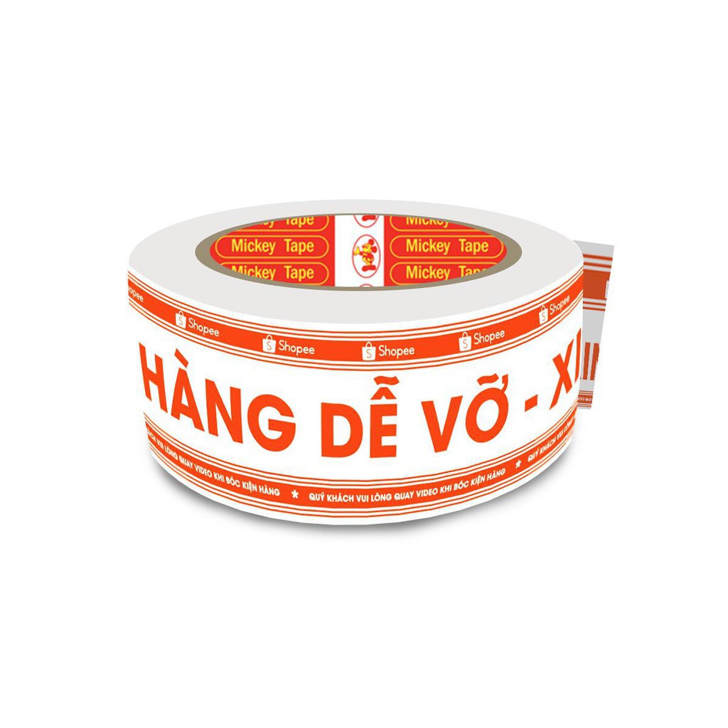 Băng Dính Logo SHOPEE Có Chữ Hàng Dễ Vỡ - Xin Nhẹ Tay