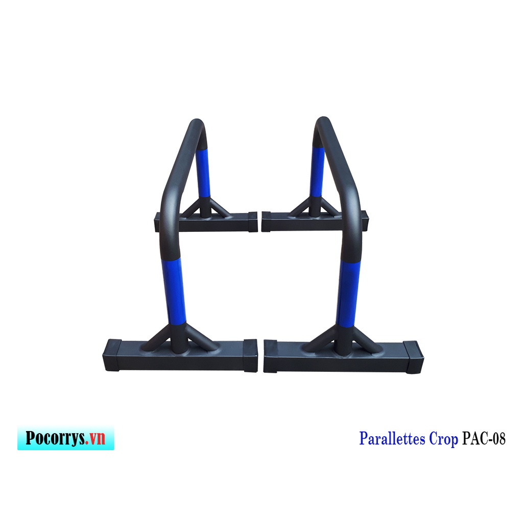 Xà kép Parallettes Crop cao 45cm, Pocorrys PAC-08, Màu đen sọc xanh