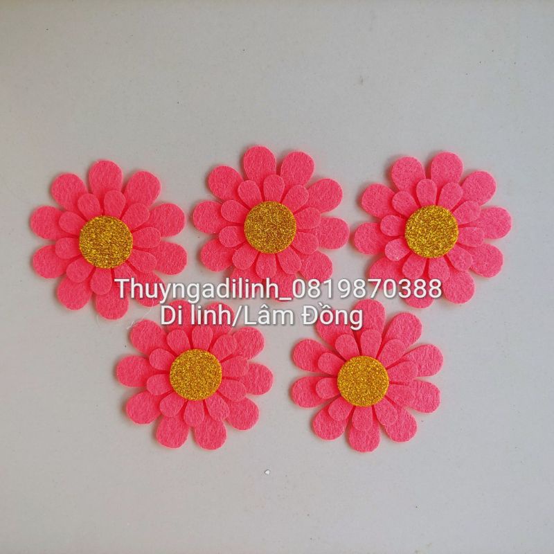 Túi 5 hoa nhụy kim tuyến cánh tròn 6cm