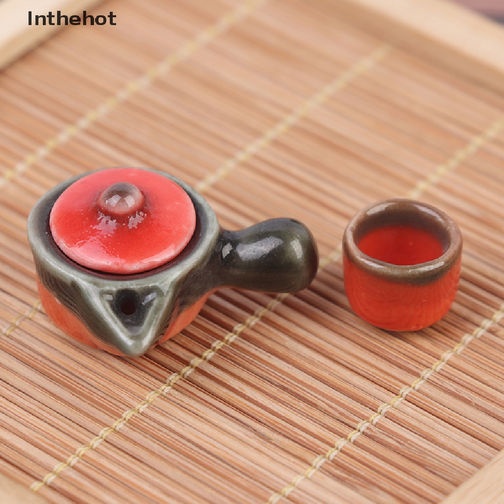 Bộ 2 Tách Uống Trà mini Bằng Sứ Trang Trí Nhà Búp Bê