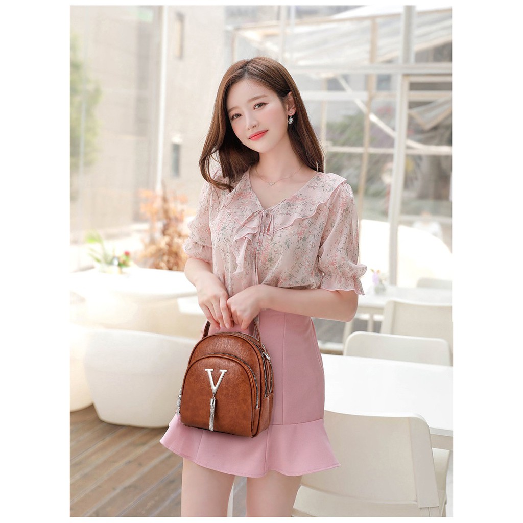 Balo mini da nữ thời trang 3in1 đeo 2 kiểu balo và túi đeo chéo