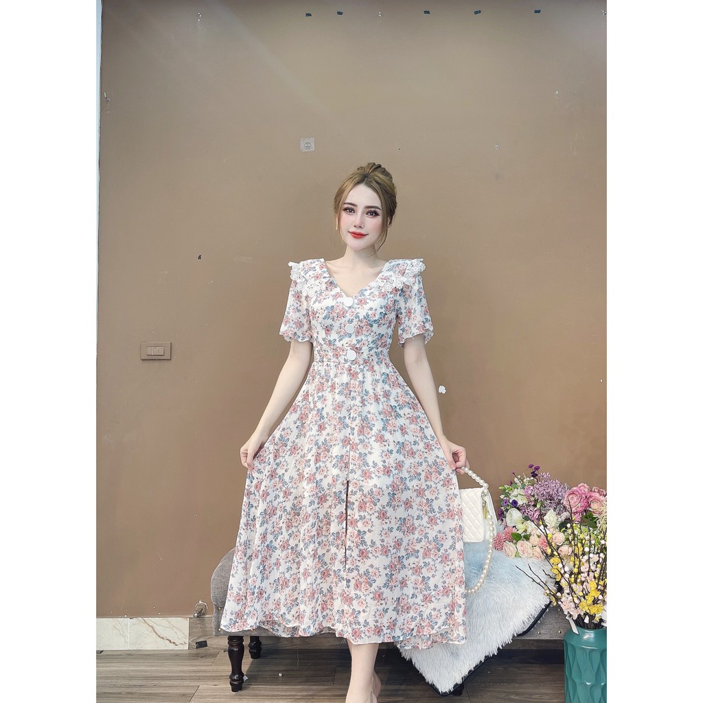 [Mã SKAMA06 giảm 8% tối đa 50K đơn 250K] Monoco- Váy hoa cổ tim mí ren - 8647 | BigBuy360 - bigbuy360.vn