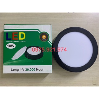 ĐÈN LED ỐP TRẦN 18W TRÒN VIỀN ĐEN SÁNG TRẮNG