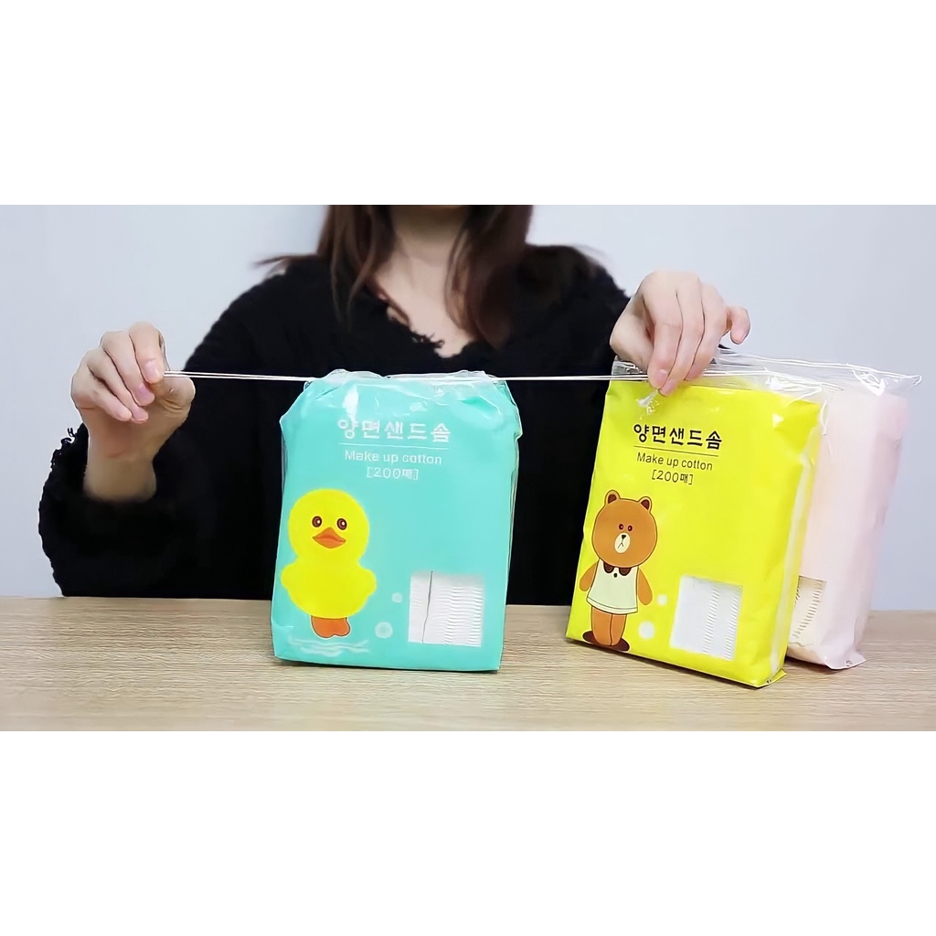 Bông Tẩy Trang Cotton Thỏ Gấu Vịt 3 Lớp MAKE UP COTTON 200 miếng | BigBuy360 - bigbuy360.vn