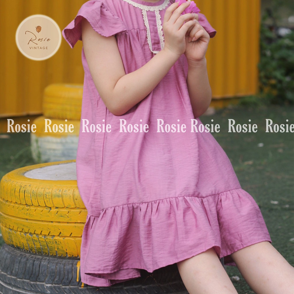 Váy cánh tiên hồng tím Pastel ROSIE V32 Anne Dress Vintage chất vải mềm mát cho bé từ 9-38kg