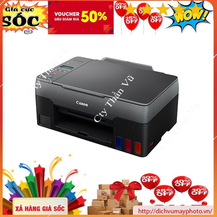 Máy in phun màu Canon G2020 hàng mới 100% đa chức năng in quét sao chép có bảo hành INECO