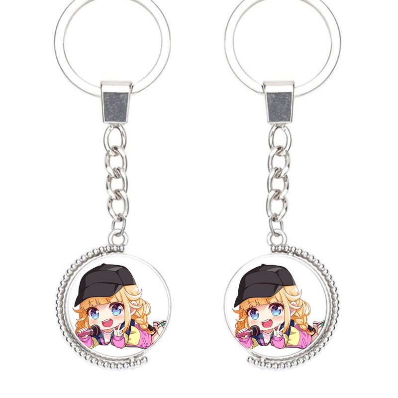 (Viền tròn) Móc khóa nhân vật KHỔNG MINH THÍCH ĐI QUẨY anime chibi xinh xắn tiện lợi