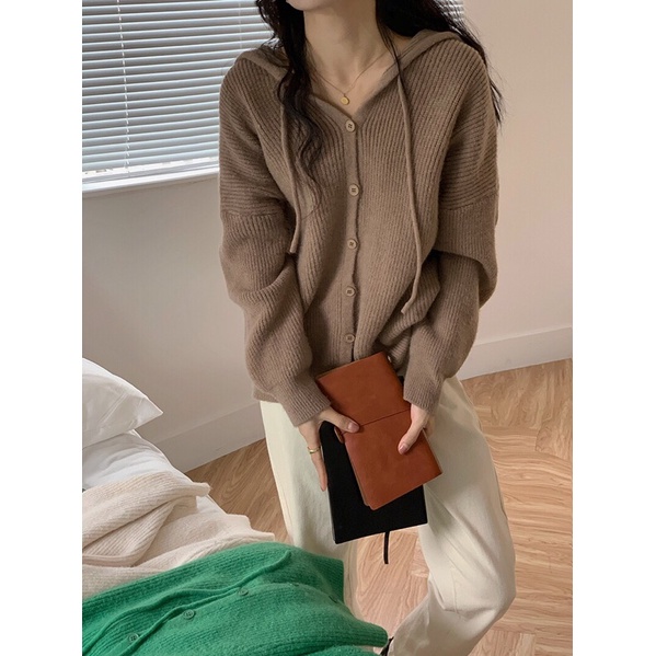 Áo len cardigan hoodie liền mũ phong cách Hàn Quốc KL01
