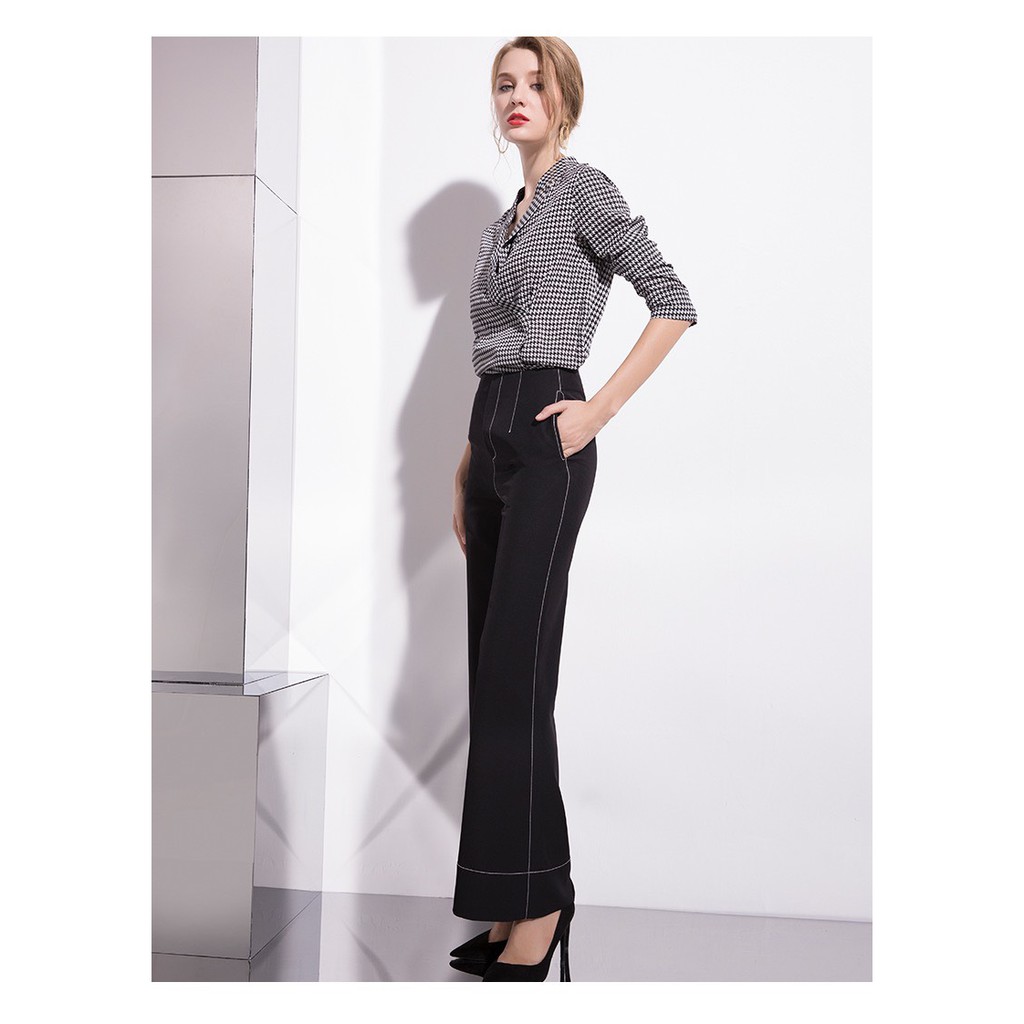 Quần ống rộng cạp cao trần chỉ BY AUGUST DESIGN | BigBuy360 - bigbuy360.vn