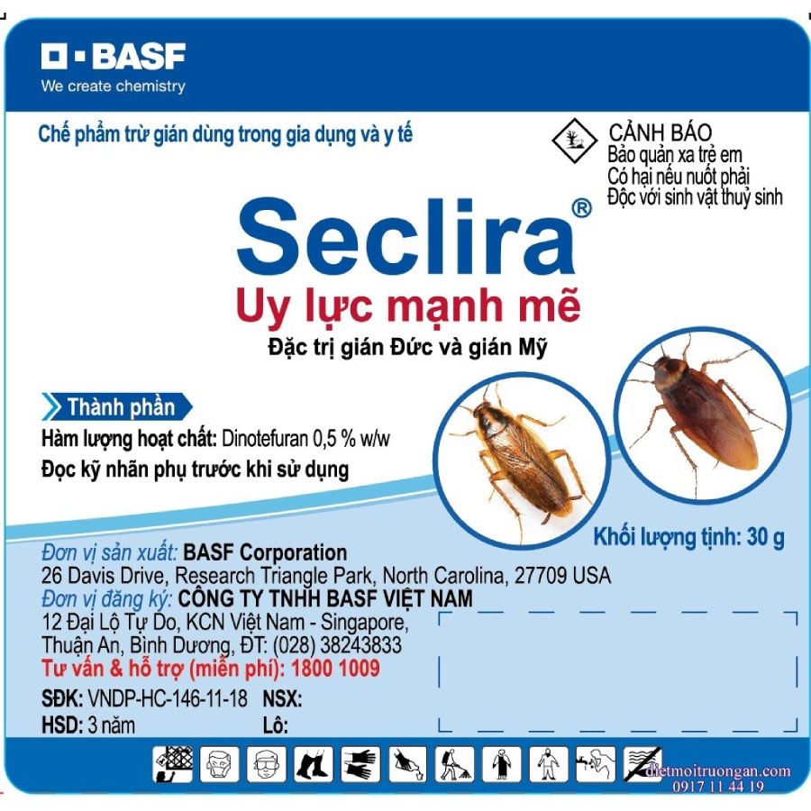 Thuốc diệt Gián đức Seclira dạng gel 35gr, sản phẩm chính hãng của BASF - CHLB Đức trừ gián tận gốc