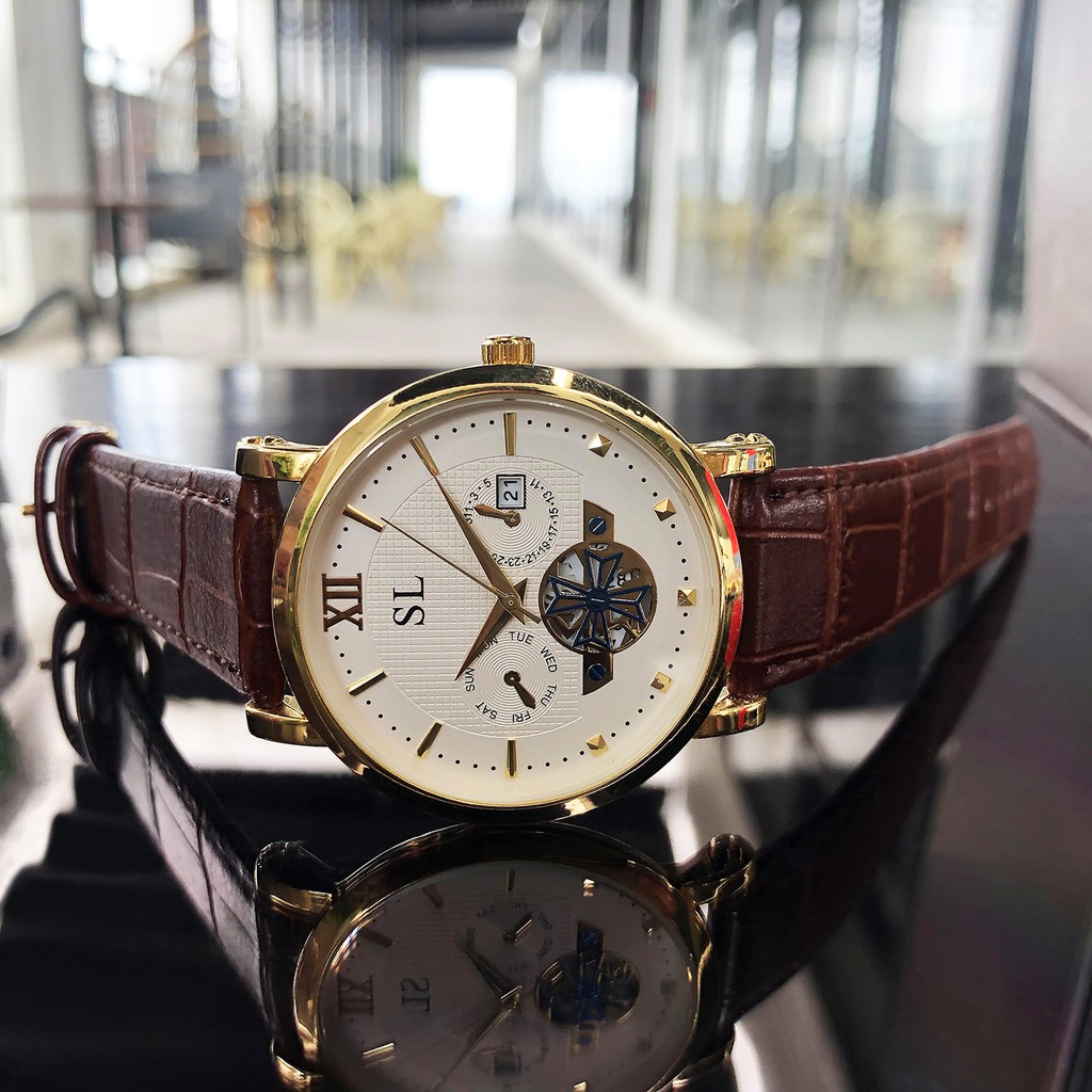 Đồng hồ Nam SL 5083G, Dây da, Full hộp, thẻ bảo hành 3 năm, Mặt Sapphire chống xước, chống nước | BigBuy360 - bigbuy360.vn