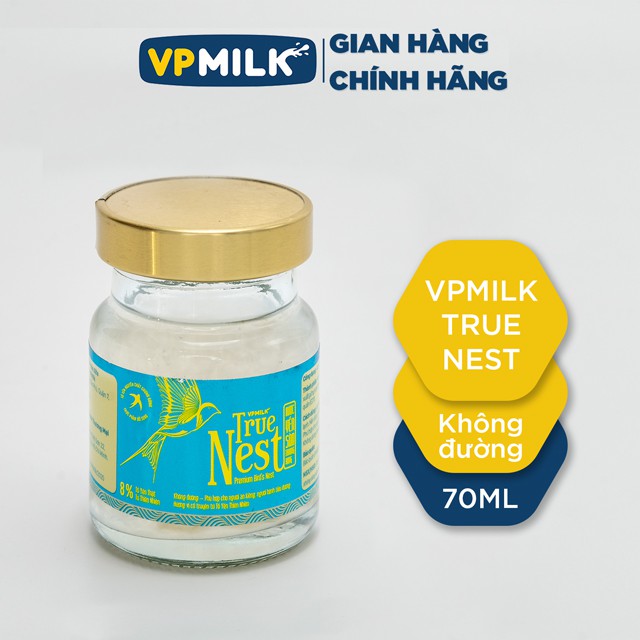 [Hộp 1 Lọ 70ml] Tổ Yến Nguyên Chất Chưng Gừng VPMilk True Nest Chứa 8% Yến Thật | BigBuy360 - bigbuy360.vn