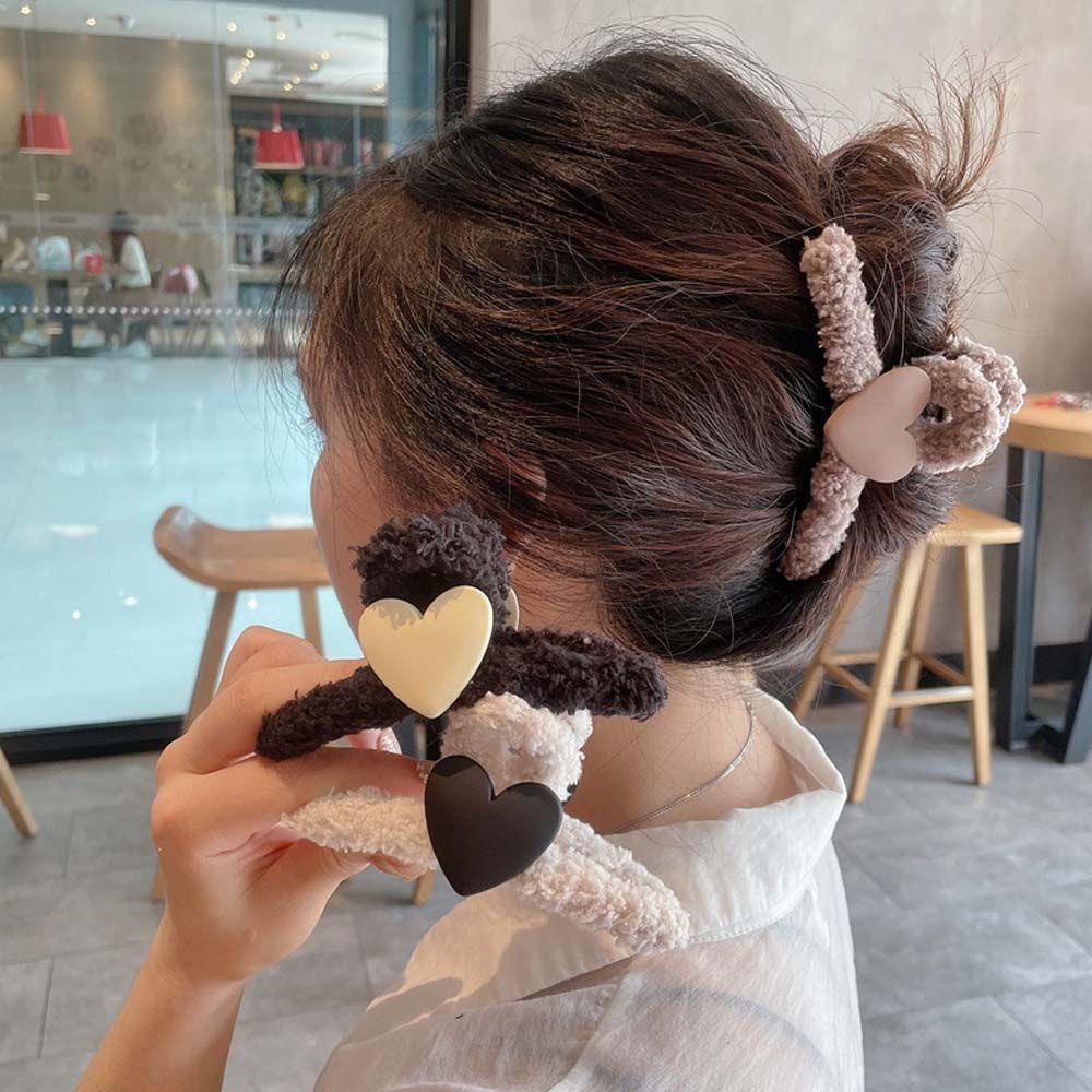 TWINKLE Kẹp TóC HìNh TráI Tim MàU Đen / Cà Phê BằNg Acrylic ThờI Trang Cho Nữ