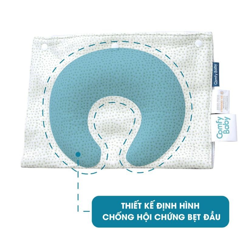 Gối lõm chống bẹt đầu ruột cao su non vỏ sợi trẻ Bamboo Comfy Baby