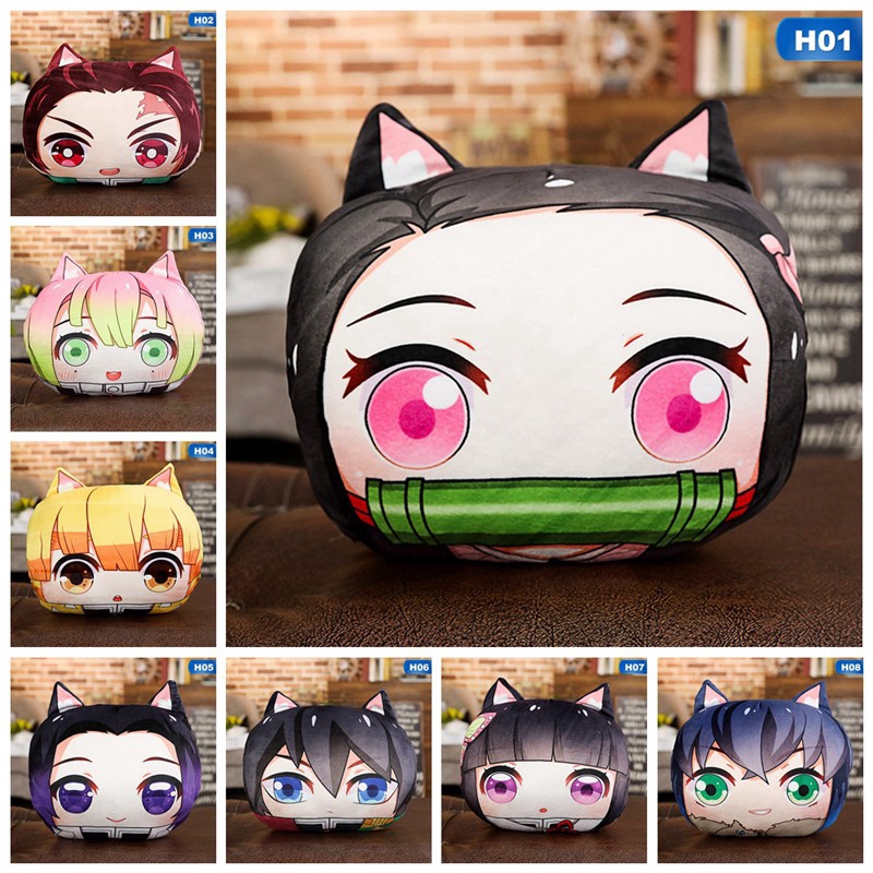 Gối bông mochi anime Kimetsu no Yaiba - Size 35x30cm và có giữ ấm tay Gối Nhồi Bông Hình Nhân Vật Phim Hoạt Hình Quỷ Dữ