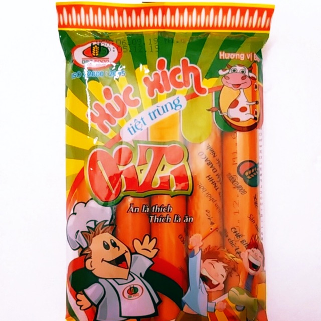 Gói xúc xích tiệt trùng ăn liền gói 100gr vị bò,heo ngẫu nhiên