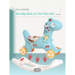 ( Free Ship) NGỰA BẬP BÊNH CHÒI CHÂN 2 in 1 CHO BÉ CÓ BÁNH XE, CÓ NHẠC CHO BÉ