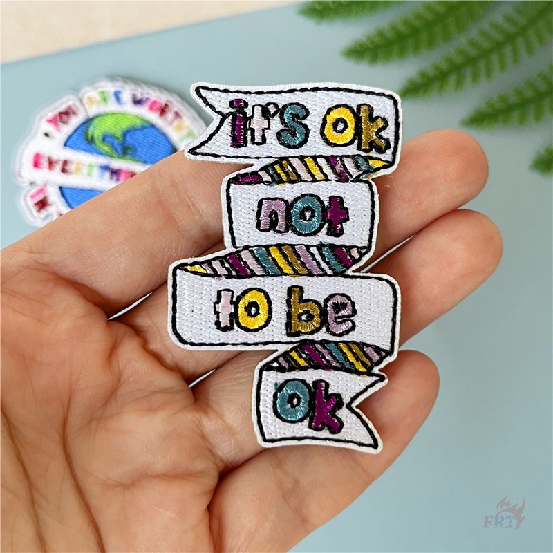 ☸ Sticker Chữ Tiếng Anh It 'S OK Not To Be OK / You Are Worthy of Everything Dán Trang Trí ☸ 1 Miếng Dán Ủi Quần Áo Hình Chim Hồng Hạc