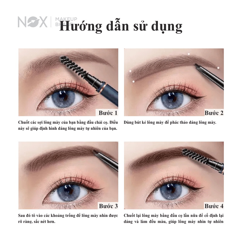 Chì Kẻ Mày Kiêm Kẻ Mắt NOX Hai Đầu Chống Thấm Nước Lâu Trôi 0.3g