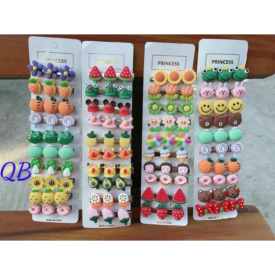 VỈ 10 KẸP TÓC MÁI HOA QUẢ PHONG CÁCH CHO BÉ