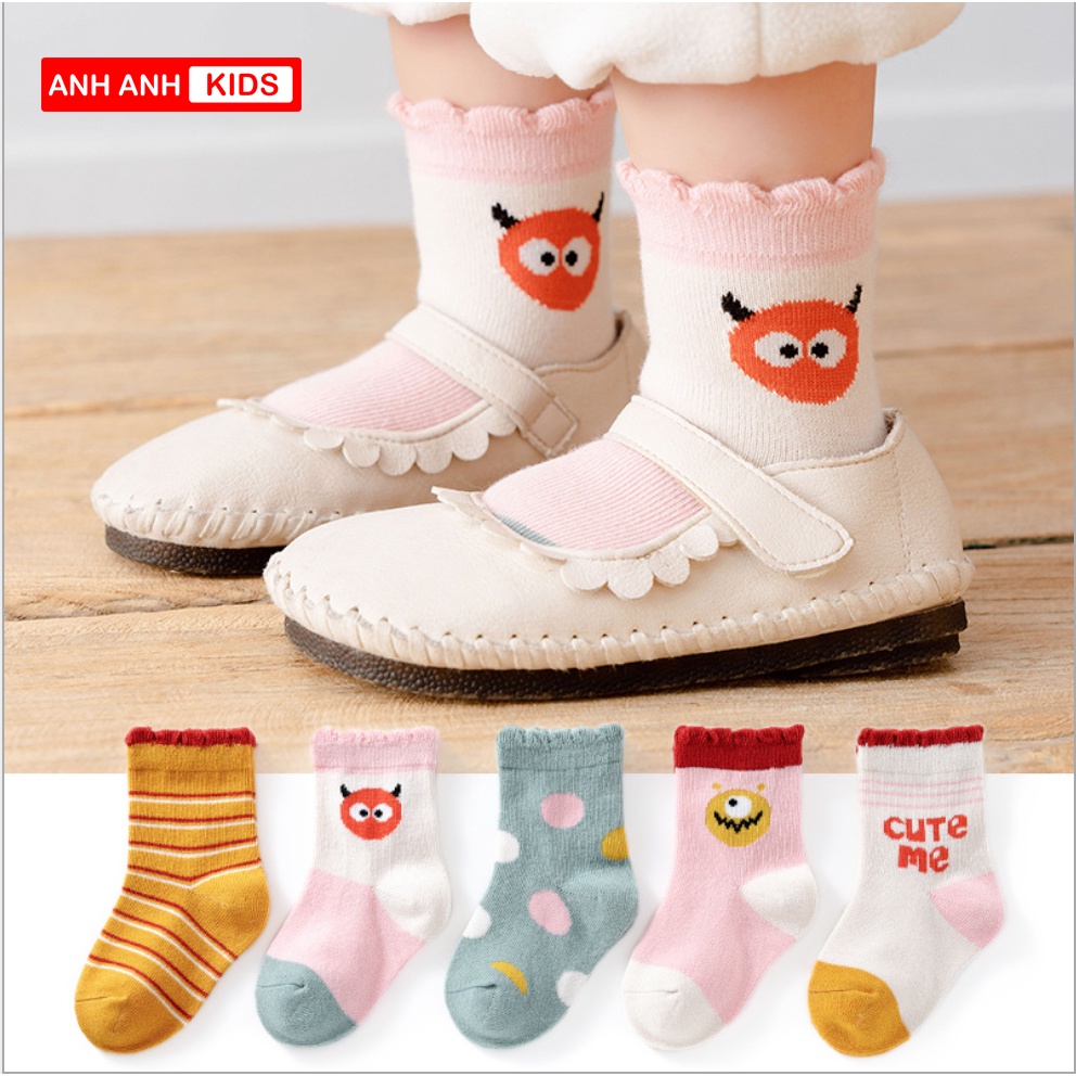 [ Hot 2021] Set 5 đôi Tất cho bé - tất trẻ em chất cotton hàng xuất khẩu- Anhanhkids, Anhanhhome