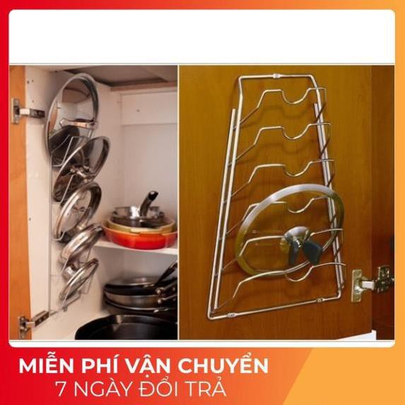 Giá để vung nồi 6 tầng inox - Kệ gài vung nồi cài nắp xoong inox