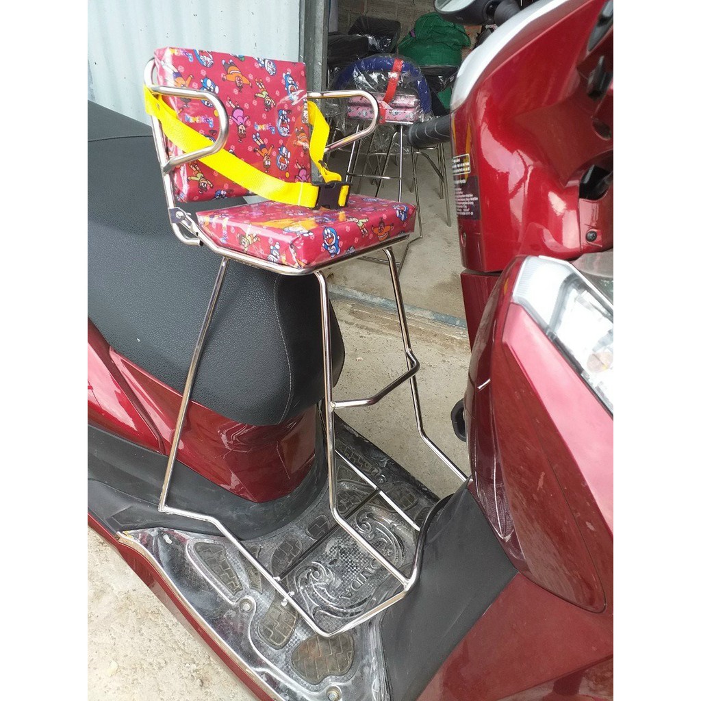 Ghế ngồi xe tay ga cho bé* Ghế inox có tựa