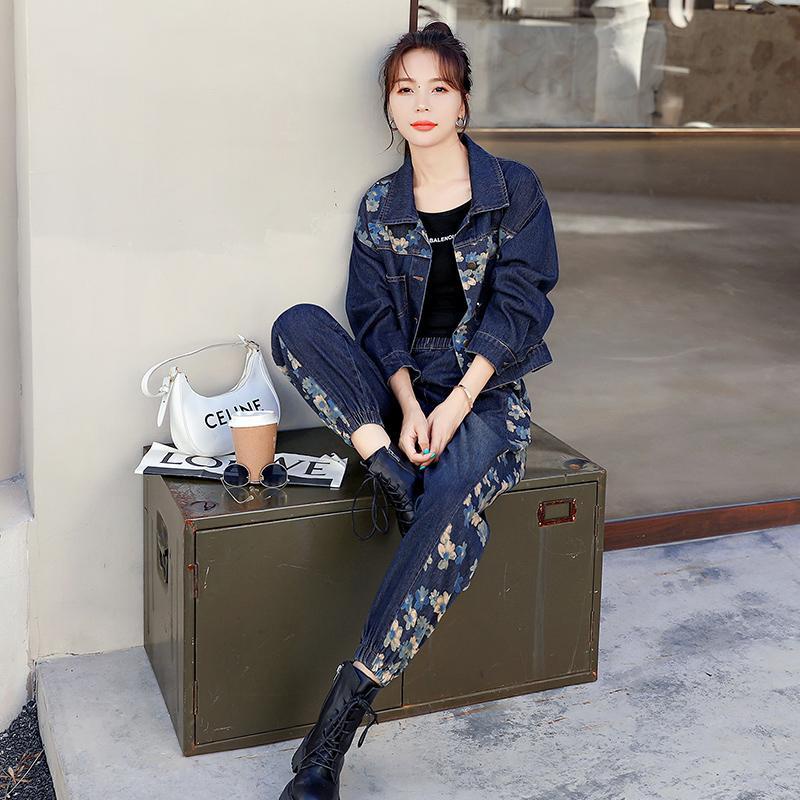 Set Áo Khoác Denim + Quần Yếm Ngắn Phong Cách Hong Kong Cổ Điển Thời Trang Mùa Thu Mới 2022 Dành Cho Nữ