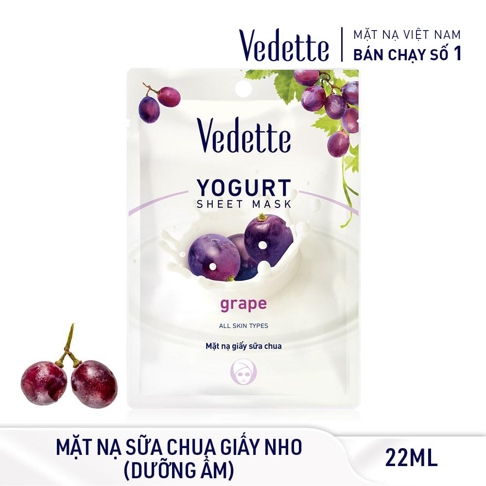 Mặt nạ giấy sữa chua Vedette Nho 22ml