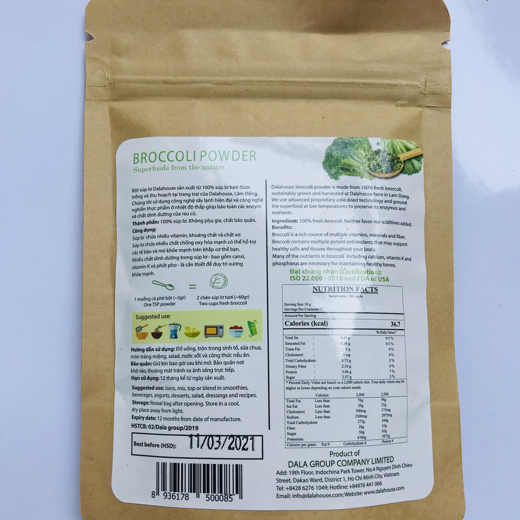 Bột súp lơ (bông cải xanh) nguyên chất Dalahouse | BigBuy360 - bigbuy360.vn