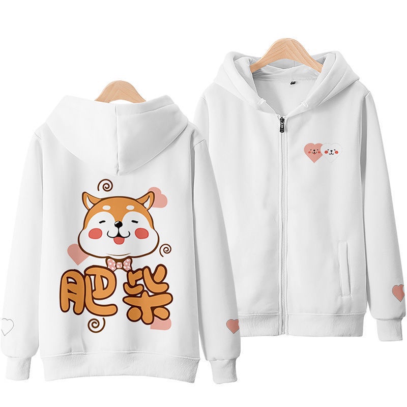 Áo Khoác Hoodie Có Khóa Kéo In Hình Chú Chó Akita Shiba Inu Phong Cách Nhật Bản