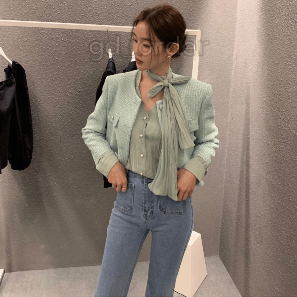 A18|Áo sơ mi nữ công sở đẹp kiểu hàn quốc dây đai cổ tay phồng gd_order