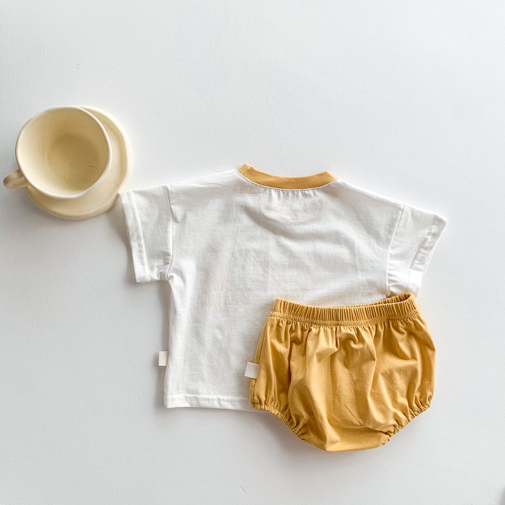 Bộ Áo Thun In Hoạt Hình + Quần Short Cho Bé