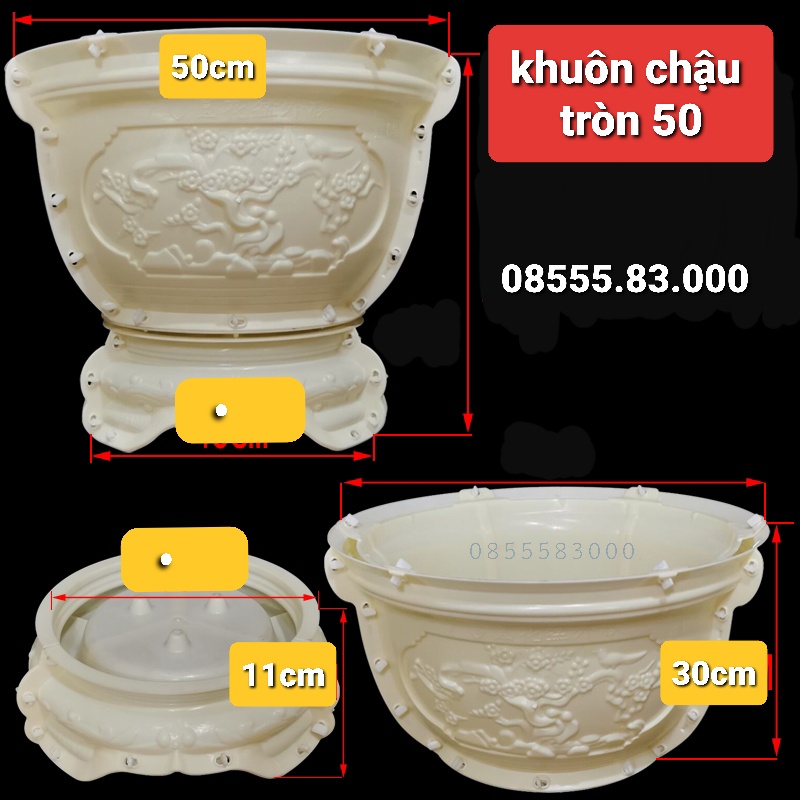 Khuôn đúc chậu tròn 50 và chân đôn (khuôn nhựa ABS có lòng trong đầy đủ)