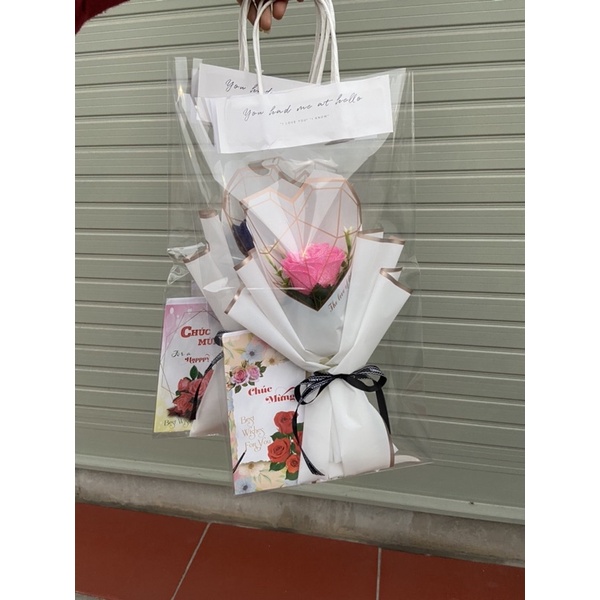 [QUÀ TẶNG SINH NHẬT-QUÀ20/10-20/11- 8/3]_ Sỉ 10 sét  1 bông Hồng nhũ cao cấp bọc tim kim cương