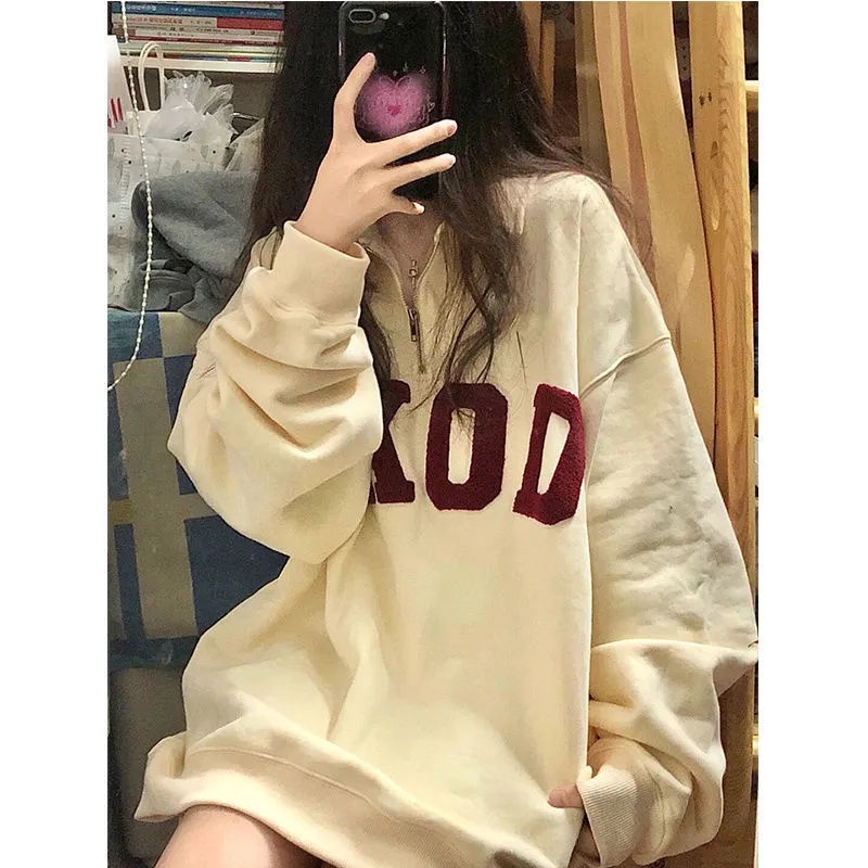 Jiashucheng Áo Khoác Sweater Mỏng Dáng Rộng Cổ POLO Phối Khóa Kéo Kiểu Retro Mỹ Cá Tính